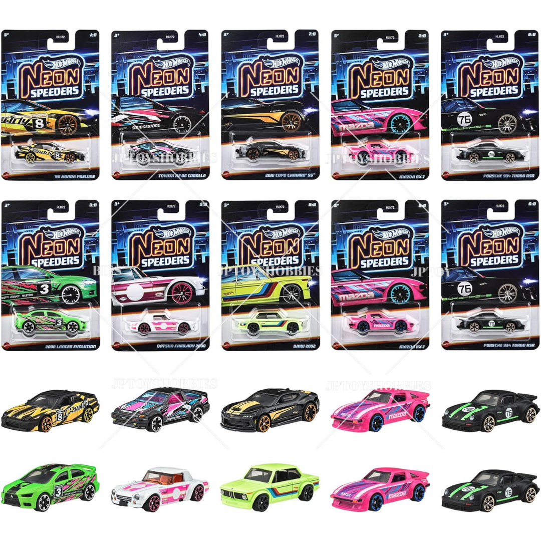 PSL 2025 Hot Wheels Neon Speeders Assortment Mix Set of 10