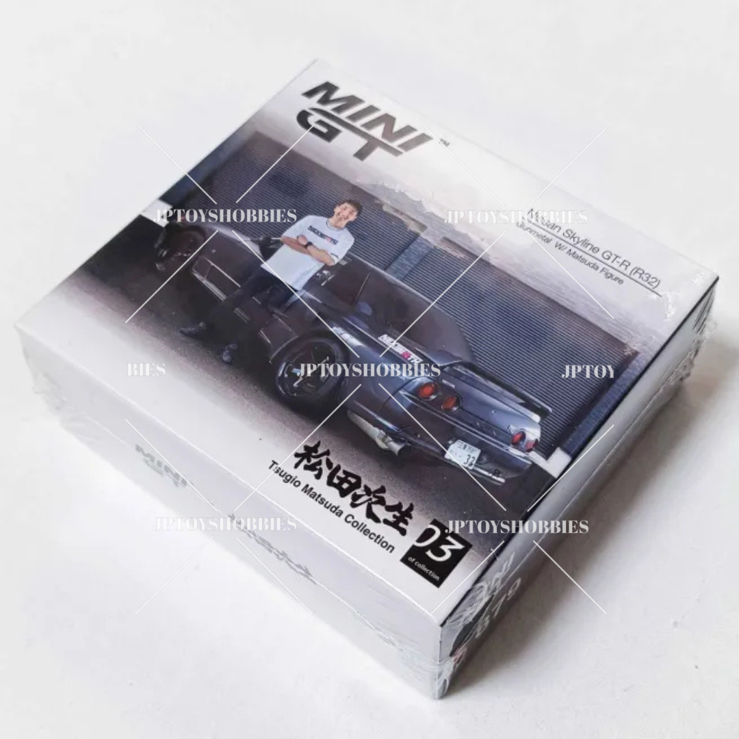MINI GT Nissan Skyline GT-R R32 Gunmetal with Matsuda Figure【MGL005】