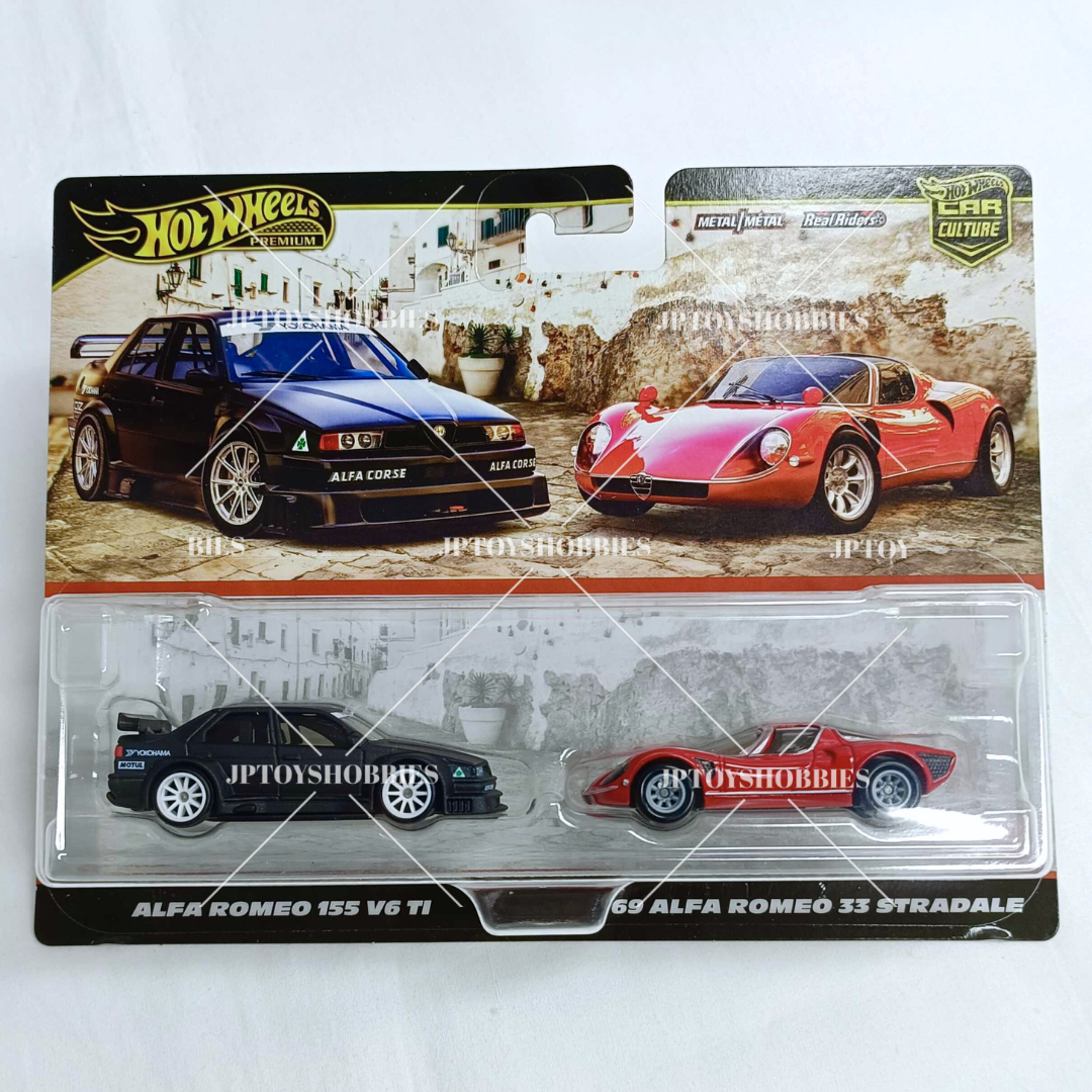 Hot Wheels Premium Car Culture 2 Pack Alfa Romeo 155 V6 TI / '69 Alfa Romeo 33 Stradale【H2P029】