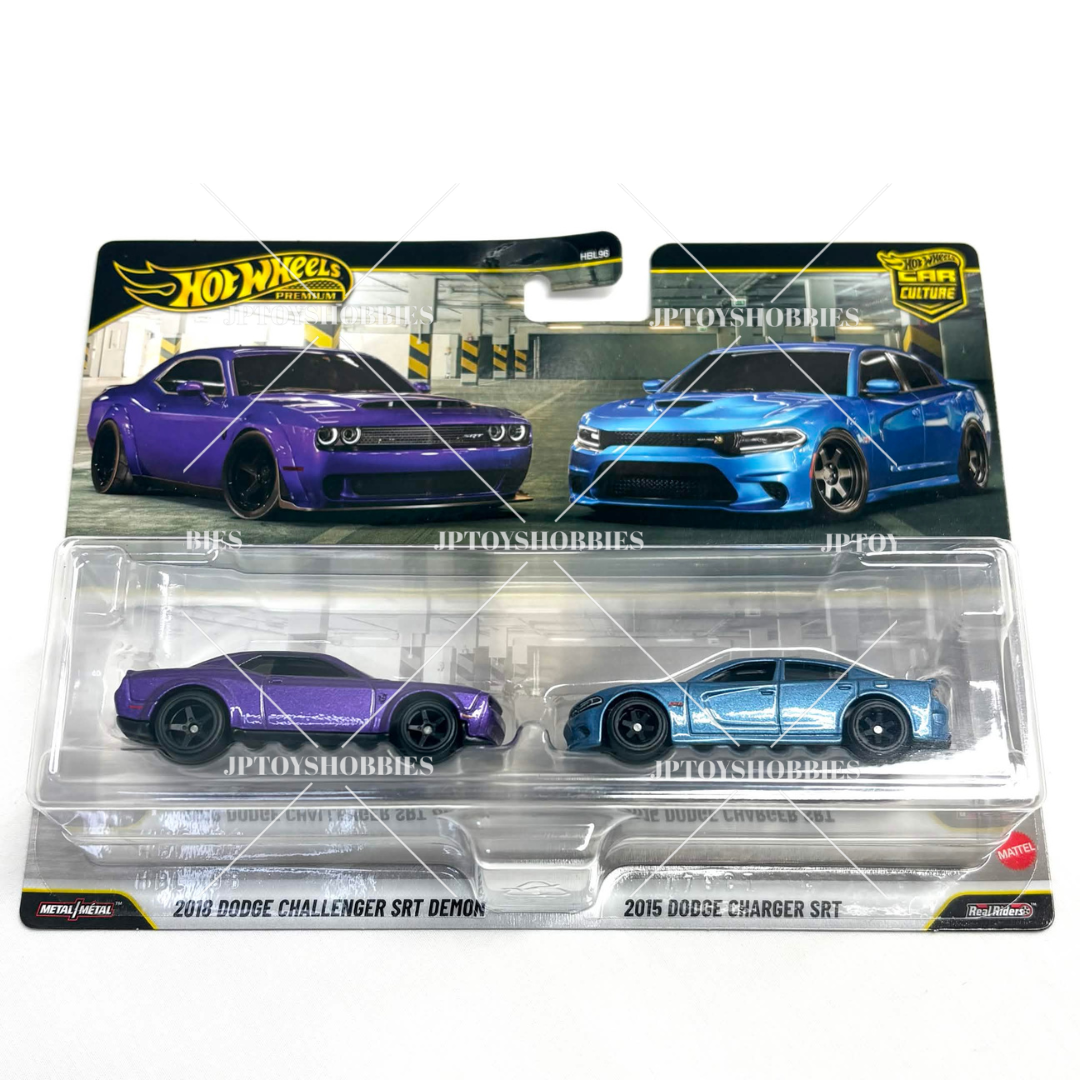 Hot Wheels 2 Pack 18 Dodge Challenger SRT Demon 15 Dodge Charger SRT【H2P032】