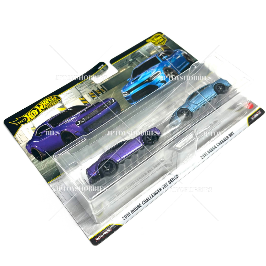 Hot Wheels 2 Pack 18 Dodge Challenger SRT Demon 15 Dodge Charger SRT【H2P032】
