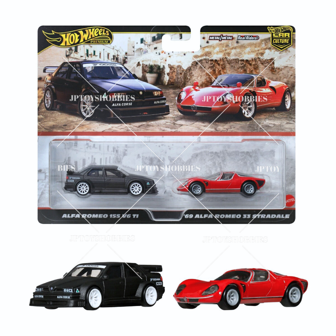 PSL 2025 Hot Wheels Premium Car Culture 2 Pack Alfa Romeo 155 V6 TI / '69 Alfa Romeo 33 Stradale【H2P029】